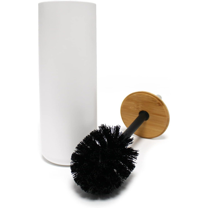 Набір для чищення унітазу, білий, з бамбуковим покриттям, Polystyrol, 7,2 x 17,5 см
