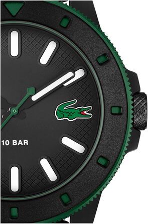Годинник Lacoste 12.12 Scuba чоловічий кварцовий з силіконовим ремінцем (чорний)