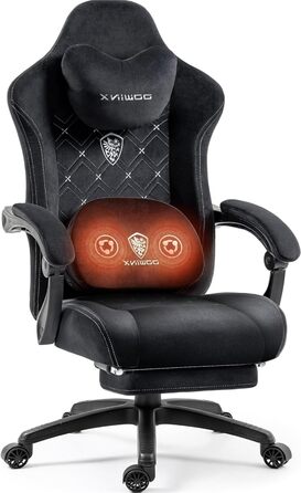 Ігровий крісло Dowinx з підігрівом, масажем попереку, кишеньковим пружинним сидінням та підніжкою, висока спинка, для дорослих, колір Dark