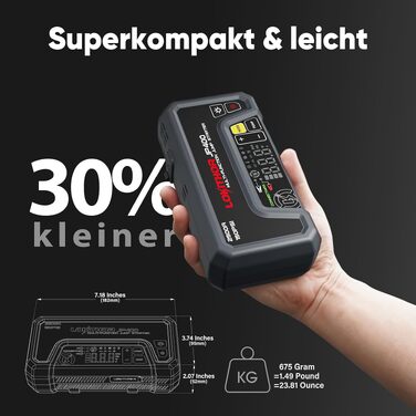 Пусковий пристрій LOKITHOR JP400 Jump Starter Powerbank 2500A з компресором 150 PSI для автомобіля