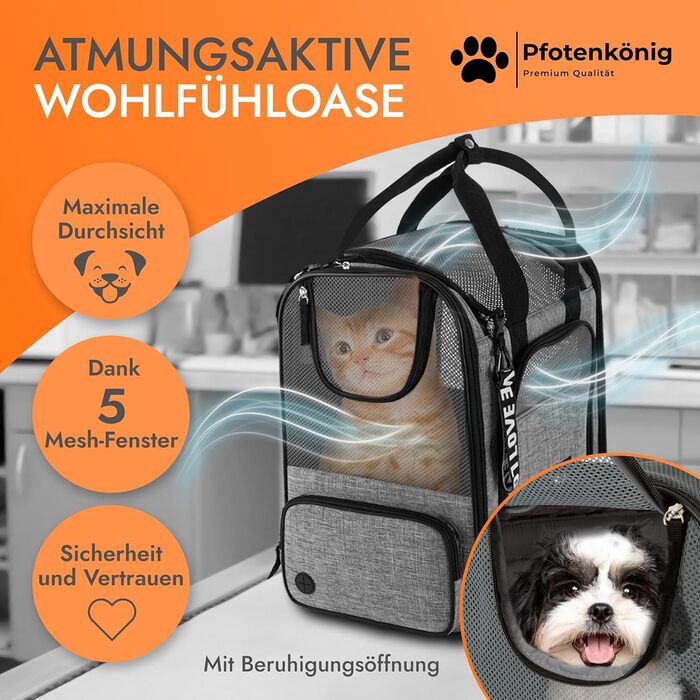 Рюкзак для кота/собаки Premium [3в1] - до 9 кг - з ременем - для прогулянок та транспортування. Ідеальний для походів. Сірий колір