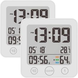 infactory Bathroom Radio Clock: Digital Funky Bathroom Wall Clock with Thermometer, Aluminum, Suction Cups, IP24 (Bathroom Radio Clock Digital, Clock, Gift Ideas) (2-Pack Shower Clock)