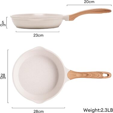 Сковорода JEETEE 28 см з антипригарним покриттям, гранітна сковорода для індукційних плит, без PFOA, підходить для всіх плит