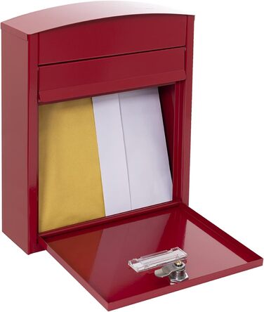 Поштова скринька ARREGUI Compact E5731 сталева, біла (червона) S (DIN A5), настінна, водонепроникна, з табличкою для імені, 2 ключі, проста установка