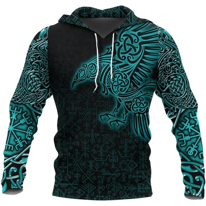 Чоловіча толстовка LOUON Viking з капюшоном, Nordic Raven, вінтажний стиль, 5XL
