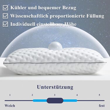 BedStory Memory Foam Pillow, Adjustable Height Pillow 40x80, Shredded Memory Foam Pillow, OEKO-TEX Certified Neck Support Pillow for Back and Side Sleepers, Washable Cover, 2 Pack 40x80