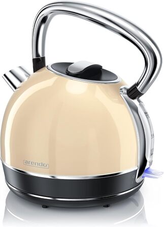 Arendo Retro Stainless Steel Kettle - Vintage Style Electric Kettle with Replaceable Scale Filter, 1.7L Capacity, Auto Shut-Off, Cool Grey