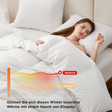 BEDSURE Down Comforter 220x240 Winter Bed Comforter - Feather Bed Comforter Öko-Tex Certified, Warm Winter Comforter 90% Down and 10% Feathers 1690 gr. Filling, Down Stepped Comforter White 01white - Warm Down Comforter (90 Down / 10 Feathers) 240 x 220 cm