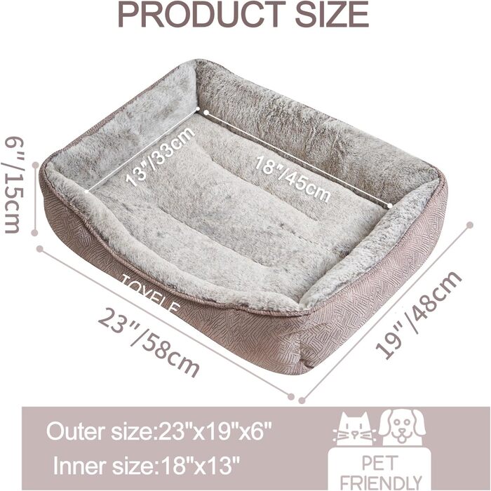 Крісло-лежанка для собак та котів Joyelf, миюче, заспокійливе, антистрес, 58x48 см, колір кава