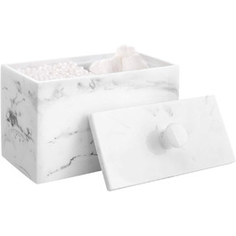 Органайзер для ватних паличок та дисків Luxspire з 2 відсіками. Косметичний бокс для зберігання ватних паличок, дисків та інших аксесуарів. Білий колір.