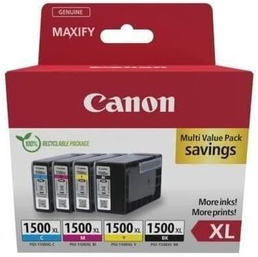 Комплект картриджів Canon PGI-1500 XL (Чорний, Блакитний, Пурпуровий, Жовтий) — набір з 4-х чорнильних картриджів підвищеної ємності