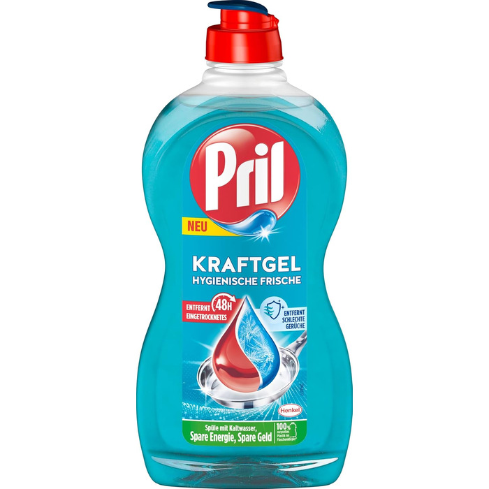 Засіб для миття посуду Pril Kraft Gel Гігієнічна свіжість, 450 мл (набір 14 шт), ефективне видалення жиру та запахів