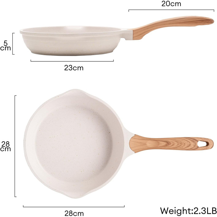 Сковорода JEETEE 28 см з антипригарним покриттям, гранітна сковорода для індукційних плит, без PFOA, підходить для всіх плит