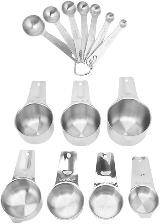 HUONIU 14-Piece Stainless Steel Measuring Cups and Spoons Set, Kitchen Utensils