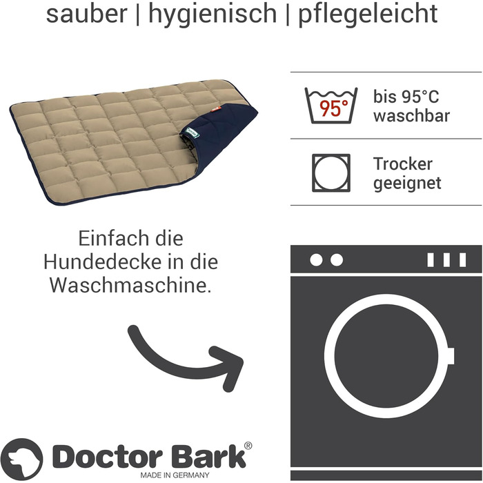 М'яка якісна лежанка для собак Doctor Bark (L, 100x80 см) – водонепроникна, для великих собак, миється до 95°C, колір: золото-блакитний