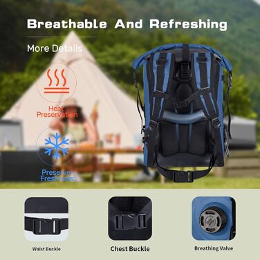 Рюкзак-холодильник Iculbag 35L для дорослих, 48 літрів, армійсько-зелений (блакитний)