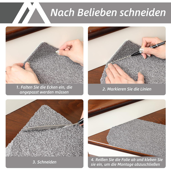 Коричневі килимки на сходи COSY HOMEER, 15 шт., 70x22 см, самоклеючі, машинного прання, 100% поліестер, TPE-підкладка, безпечні для дітей та домашніх тварин