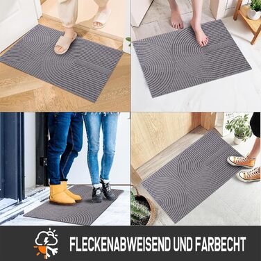 Килимок для дому та вулиці 43x76 см - антиковзаючий, миючий килимок для входу, тераси, саду (сірий)