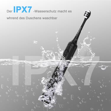 Електрична зубна щітка для дорослих з акумулятором 240 днів, 8 насадок, 3 режими, таймер 2 хв, IPX7 водонепроникна, чорна