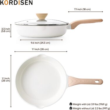 Сковорода з кришкою Kordisen з антипригарним покриттям з граніту, індукційна, 28 см