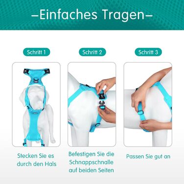 Поясна шлейка для собак PoyPet з сітки, дихаюча, м'яка, світловідбиваюча, з регульованим обхватом, синього кольору (M)