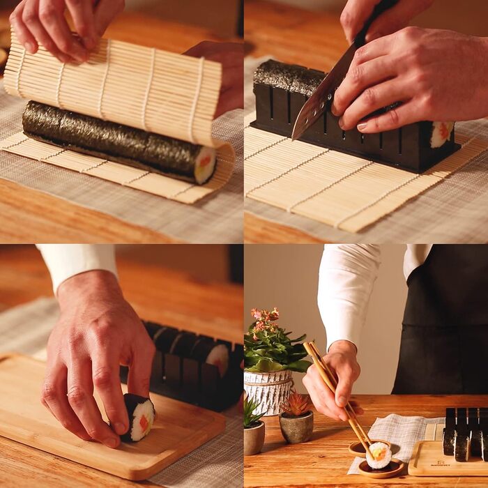 Набір для приготування суші 2025 – 29 предметів: з інструкцією, рецептами, формою для онігірі, бамбуковою килимком, палочками для їжі та соєвим соусом