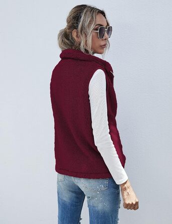 Жіноча жилетка Rapbin з м'якого флісу Teddy, тепла безрукавка на осінь/зиму, плюшева куртка, легка повсякденна однотонна жилетка, жіночий осінній плащ XXL, бордовий колір