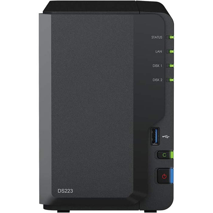 Synology DS223 - 2-Bay NAS сервер, 8TB, Чорний