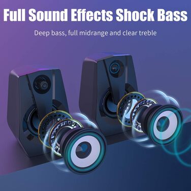 Комп'ютерні колонки Smalody з RGB підсвічуванням, 2-в-1 Bluetooth Soundbar, стерео звук для ПК (9015, чорний)