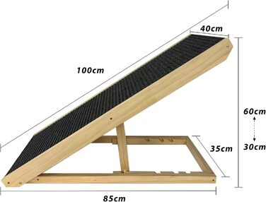 Froadp 49x38x61cm Folding Stairs for Dogs Made of Plastic, Foldable Dog Stairs with 4 Steps & Felt Mat, Non-Slip Cat Stairs, Bed, Balcony, Sofa, Portable Pet Stairs for Dogs and Cats (Wood Type B)
