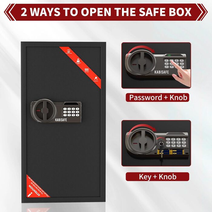 KABISAFE 45L Сейф для дому з електронним замком та ключем, 80L (подвійний ящик)