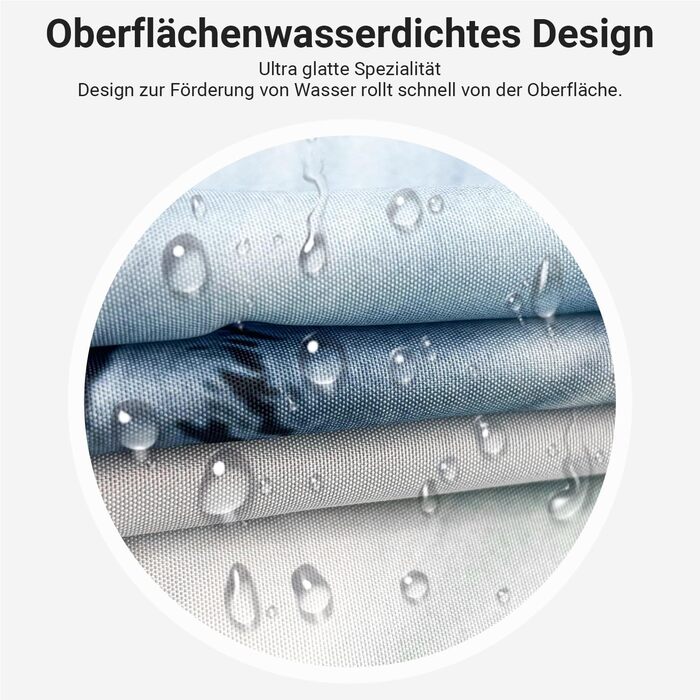 Штора для душу 180x200 см з утяжеленим краєм, антигрибкова, водовідштовхувальна, поліестер, з кільцями (Блакитний градієнт мармуру)