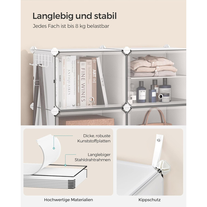 SONGMICS 10-Tier Shoe Rack, Shoe Cabinet, 30 x 40 x 30 cm per compartment, slim, with doors, steel frame, plastic, for hallway, bedroom, entryway, LPC035B01 (4 compartments (83B x 63H cm), White)