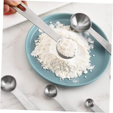 15 Measuring Spoon Conversion Table Kitchen Gadgets Bowls Measuring Cups for Baking Measuring Cup Set Portable Rice Spoon Kitchenware Stainless Steel Silver