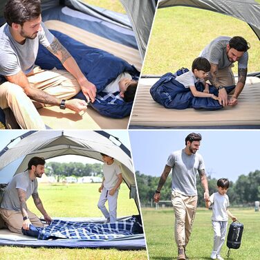 Сплячий мішок KingCamp з фланелевою підкладкою для холодної погоди, 3-4 сезони, для підлітків, дітей, хлопчиків, дівчаток, кемпінгу, піших прогулянок, рюкзака, темно-синій, 1,4 кг, ліва блискавка
