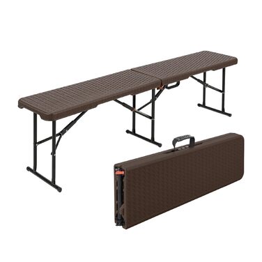 Стіл-буфет Floordirekt Buffettisch: розкладний пластиковий стіл 183x76 см з ручкою для перенесення, для саду, тераси, балкону, кемпінгу (на 6 осіб)