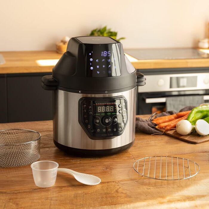 Cecotec programmable oven with GM H Fry Air Fryer head. Multifunction kitchen robot, 6-liter capacity, forward-opening lid, 24-hour programmable, adjustable temperature, recipe book Model H Fry