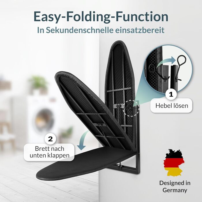 CÄMERLING Folding Ironing Board with Wall Mounting, Ironing Table, Ironing Board, Small, Foldable, Space-Saving, Quick and Easy Ironing