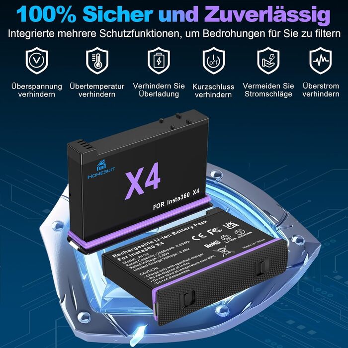 Акумулятор Insta360 X5 2 шт. 2850mAh + LED зарядний пристрій + Micro SD картридер (2x акумулятор X4, 1x LED зарядний комплект)