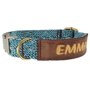 Персоналізований поводок для собак або нашийник: регульований, з натуральної шкіри, зі старовинною латунною фурнітурою