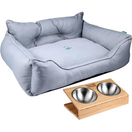 UNITED COLORS OF BENETTON. Pets - Dog bed, ergonomic bed, for medium-sized dogs, made of polyester, machine washable, size M, (grey, 50 cm)