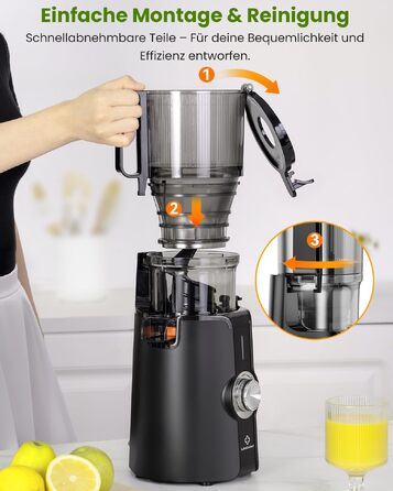 Шнекова соковижималка LINKChef 200W для овочів та фруктів, чорна