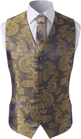 Чоловічий набір: краватка, нагрудна хустинка, візерунок пає, 4-елементний (S, золото 2)