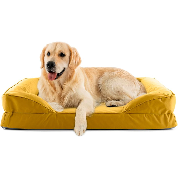 Ортопедичне собаче ліжко Lumaland з корду | Собаче ліжко-софа 70x60 см та 110x75 см - для маленьких собак | Нековзне дно | Зручна та миюча наповнювач та чохол | Собаче гніздо з Memory Foam Cord - Оливковий (In & Outdoor)