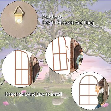 Thyle 4-Piece Garden Gnome Outdoor Tree Hugger Gnome Fairy Statue Elf Out The Door Resin Figure Hanging Ladder Decoration Tree Faces Decor Outdoor for Patio Yard Lawn