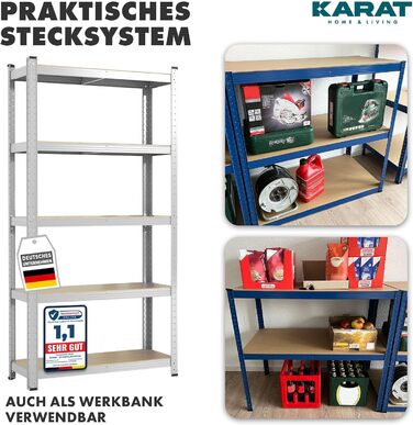 KARAT XXL Heavy-Duty Shelving Unit - Galvanized (200 x 180 x 60 cm)