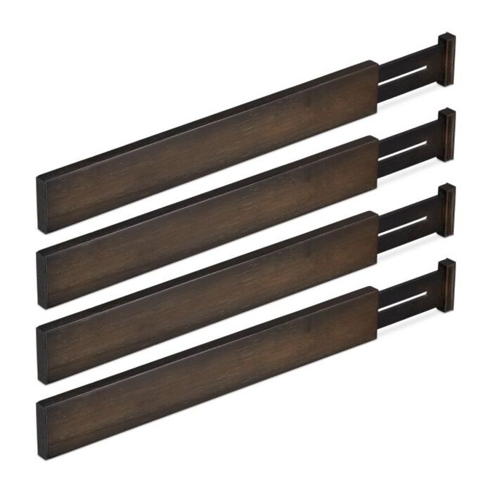 Relaxdays Set of 4 Drawer Dividers in Dark Brown