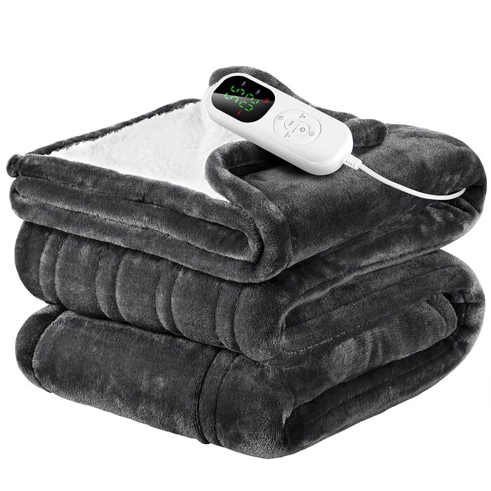 Електрична ковдра VIWAVE з автовимкненням, 6 режимів нагріву, таймер 6 годин, цифровий регулятор, захист від перегріву, 130x180 см