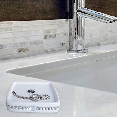 Набір аксесуарів для ванної кімнати CAA's з кераміки, 4 шт. (білий з цирконієм)