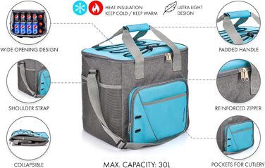 Термосумка Meteor 30L для пікніка, кемпінгу та подорожей (36x25x33 см)